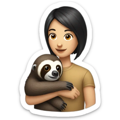 black hair white skin software engineer with a sloth around the neck sticker