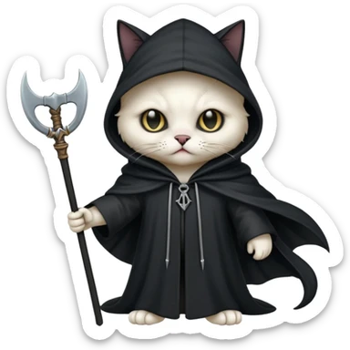 Grim reaper cat sticker