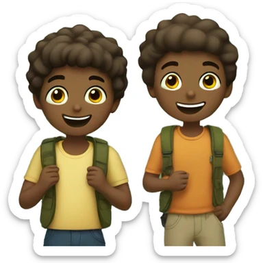 boys enjoying nature together sticker