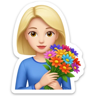 woman holding a bouquet of flowers
 sticker