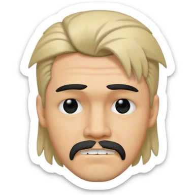 Dentes tortos, mullet no cabelo, cavanhaque, olhos pretos e tristes  sticker