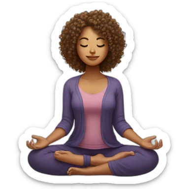 curly hair girl doing meditation sticker