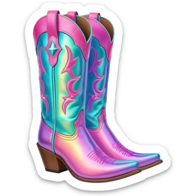 Neon cowgirl boots sticker