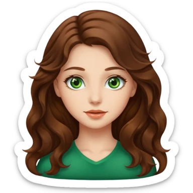 Beautiful girl,brown hair,wavy hair，long hair,green eyes  sticker