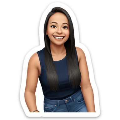 smiling girl in denim top sticker