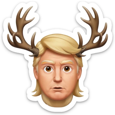 brave trump with deer antlers sticker