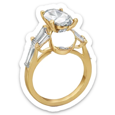 gold engagement ring with oval diamond  sticker