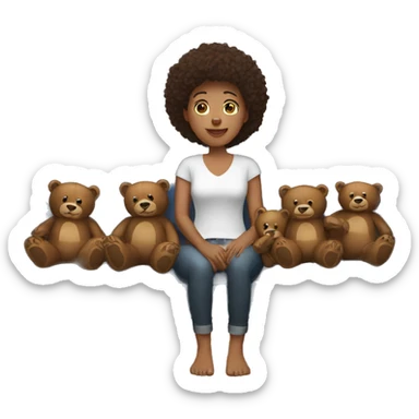 Woman sitting on a couch with bears  sticker