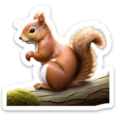 Beautiful and Majestic Squirrel Portrait Emoji, Head and body rendered in serene repose with a gentle, content smile and softly closed eyes, showcasing a delicately textured, bushy-tailed form and perky little ears, Simplified yet exquisitely endearing features, highly detailed, glowing with a soft, drowsy woodland light, high shine, relaxed and utterly enchanting, stylized with an air of timeless forest majesty, soft glowing outline, capturing the essence of a beautiful and majestic squirrel that embodies the pure charm of nature! sticker