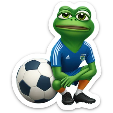 pepe the frog wearing a blue soccer jersey sticker