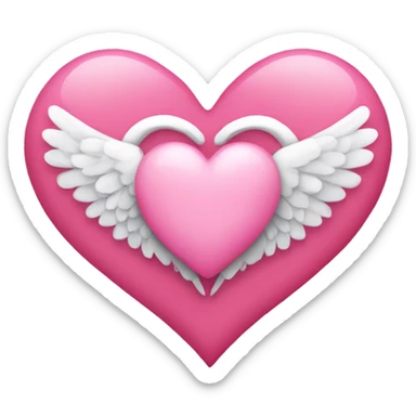pink heart + angel wings sticker