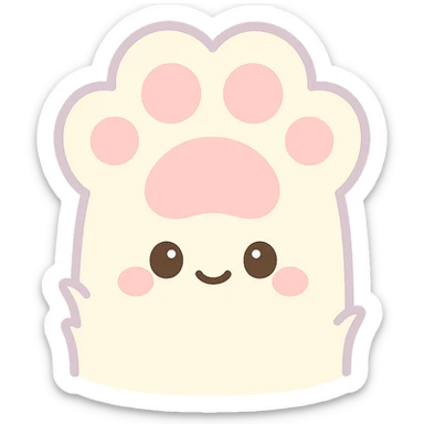fluffy cat paw, soft and plush, cute and rounded, pastel colors sticker