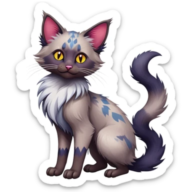 Colorful exotic Fantasy-Ragdoll-Fakémon-Lykoi-feline-hybrid (full body) sticker