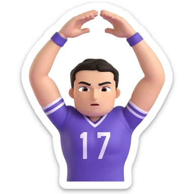 male football player doing a mask celebration with both hands raised in front of face forming a mask shape, intense confident expression like a superhero or villain Bane from Batman, short dark hair, sporty jersey, slightly flexed arms, clean and minimal emoji style suitable for messaging apps sticker