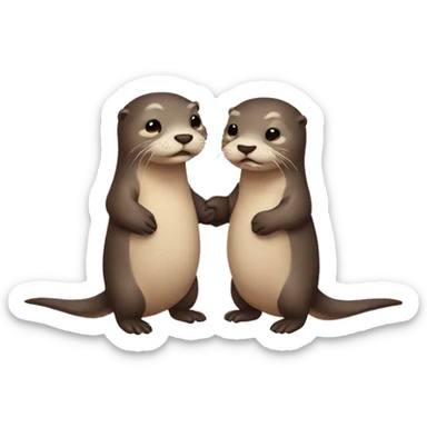 otters holding hands sticker