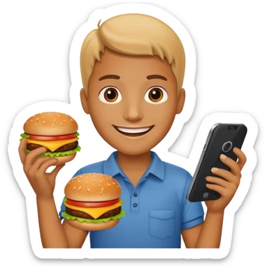 ordering a hamburguer on the phone sticker
