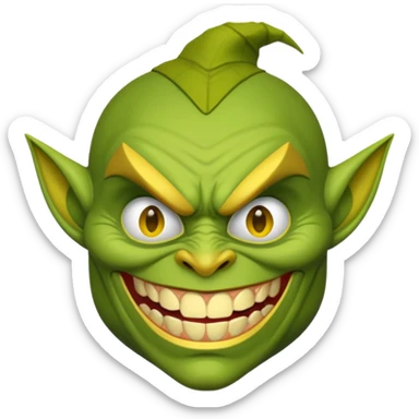 Green ugly goblin with yellow teeth and its fat  sticker