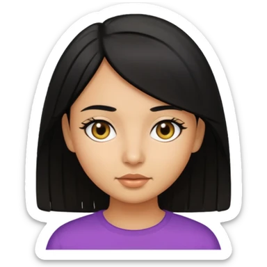 Olive skin girl with medium straight black hair  sticker