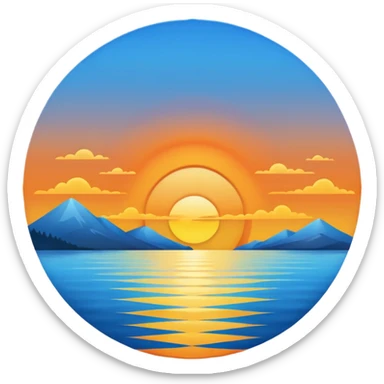 lakeside sunset horizon blue sticker