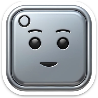 A futuristic microchip emoji made of polished silver chrome, minimal circuit details, smooth metallic surface, soft lighting, iOS emoji style, centered, clean white background sticker