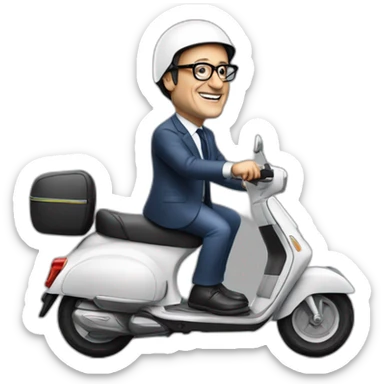 François Hollande sur un scooter avec un casque a la main sticker