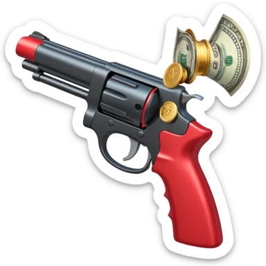 Dollars are pouring out of a red TikTok money-spinning gun sticker