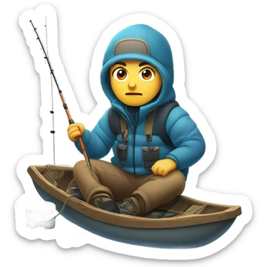 White teen ice fishing  sticker