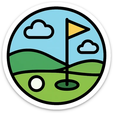 simple and iconic park golf course landscape icon sticker
