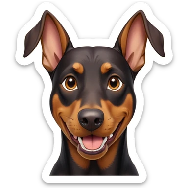 cinematic-comical-doberman-portrait-emoji,-head-tilted-dramatically-with-an-exaggeratedly-amused-expression,-featuring-a-vibrant-black and tan-fur-with-a-lively-sheen,-wide,-expressive-brown-eyes-filled-with-playful-disbelief sticker