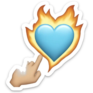 a light blue hart with gray fire around that sticker