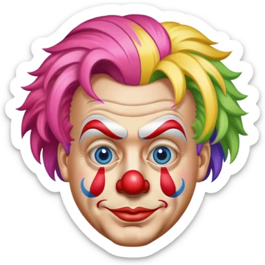 trump as a clown with colorful wig sticker
