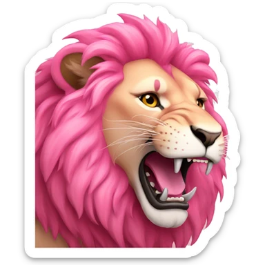 Pink roaring lion  sticker