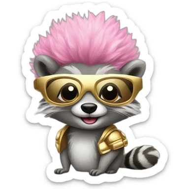 married-raccoons-with-pink-wigs-gold-sneakers sticker