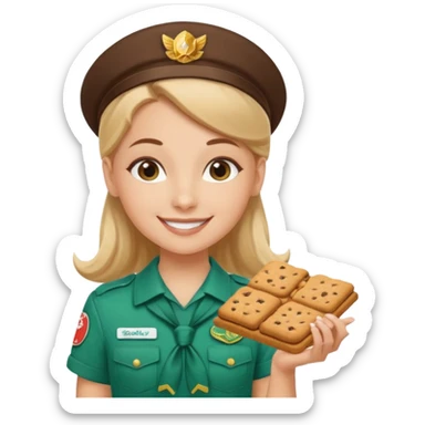 white girl scout selling cookie at Wendy’s big sticker