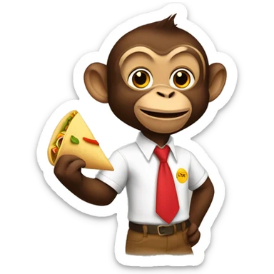 Monkey with shirt saying I love Rosie while eating a taco  sticker