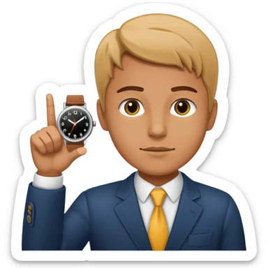 Emoji saying now maybe a watch and ur pointing at it like times up sticker