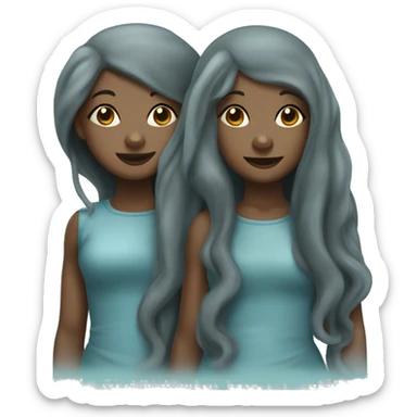 two brown skinned girls with long hair dressed up as manatees for halloween sticker