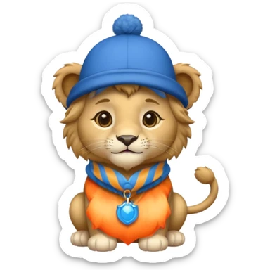 blue hats, baby lion sticker