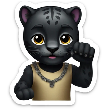 A black panther holding the number 0 in its paws sticker