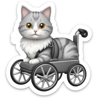 grey and white cat in a pet wheelchair sticker