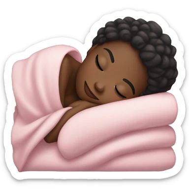 black girl sleeping with pink blanket with lashes sticker