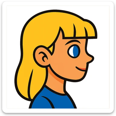 blonde girl with blue eyes, straight hair, side profile sticker