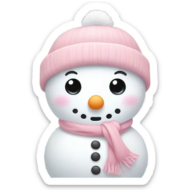Cute white and light pink snowman sticker