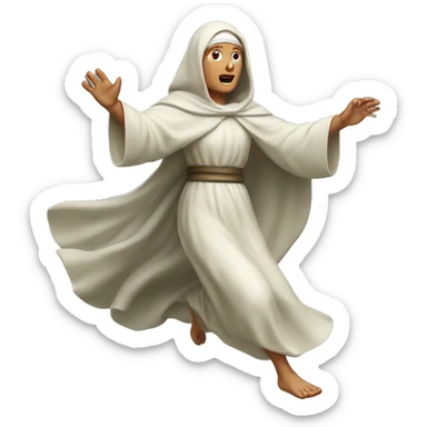 saint brigid running, with a large stride and arms outstretched sticker