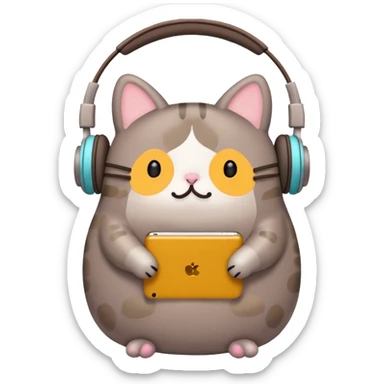 Pusheen with earphones  sticker