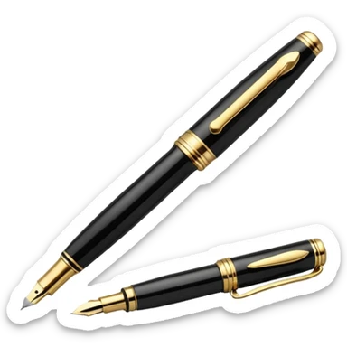 3D perspective academic premium golden luxury black Fountain Pe sticker