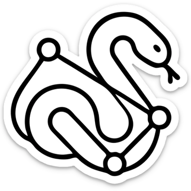 white snake forming a network, stylized as a minimalistic logo sticker