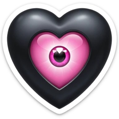 A black heart Gem with a pink eye in the center sticker