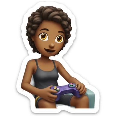 Girl playing a video game  sticker