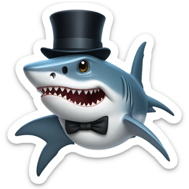 Shark with a top hat sticker